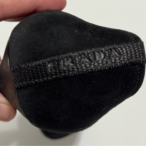 PRADA Vintage Red Label Black Square Toe Suede Buckle Kitten Heels EUC - Picture 8 of 11